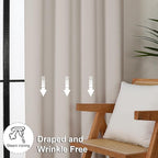 Simplebrand Natural Blackout Curtains for Bedroom 102 Inches Long 2 Panels, Solid Thermal Insulated, Energy Saving Living Room Window Treatment Curtains Blackout Drapes, W50 x L102 Inch, Natural