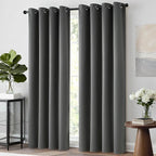 Yakamok Room Darkening Dark Grey Blackout Curtains 84 Inches Long Light Blocking Thermal Insulated Solid Grommet Window Treatment Drapes for Bedroom(One Pair, 52 Inch by 84 Inch)