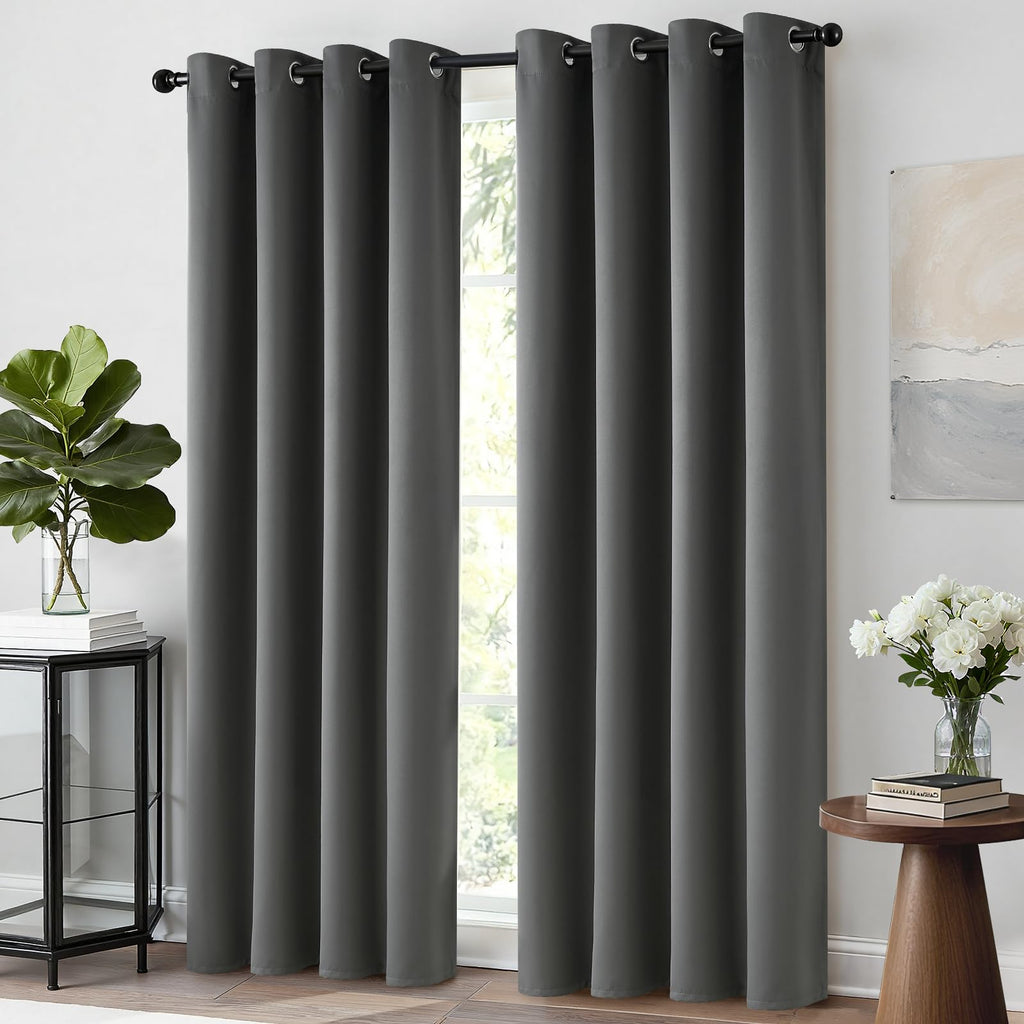 Yakamok Room Darkening Curtains 52x84 inch Length Dark Grey-Living Room