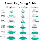 OLANLY Teal Green Round Rugs for Bedroom - Machine Washable, 4 ft Circle Area Rugs for Living Room, Soft and Fluffy Shaggy Carpet for Teen Girl and Boys, Nursery Rooms, Dorms, Home Decor Aesthetic
