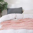 BOURINA Pink Throw Blanket 60x80 Inch Boho Knitted Soft Throw Sofa Blanket