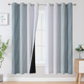 Stone Blue and Greyish White Blackout Curtains for Living Room 72 Inch Long