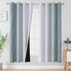 Stone Blue and Greyish White Blackout Curtains for Living Room 72 Inch Long