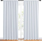 NICETOWN Bedroom Window Curtain Panels - Window Treatment Thermal Insulated Rod Pocket Room Darkening Curtains/Drapes for Patio Door (Greyish White, 2 Panels, 62 in x 84 in (W x L))
