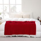 Red Throw Blanket 50"×70" inches Gifts for Mom Fuzzy 3D Jacquard Decorative Flannel Fleece Super Soft Plush Cozy Blanket for Couch Sofa Chair Lightweight