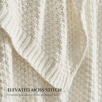 EVERGRACEHOME Chunky Chenille Knit Throw Blanket for Couch, Soft Luxurious Moss Stitch Blankets for Bed, Cozy Decorative Farmhouse Knitted Throws for Sofa, Bright White, 50" x 60"