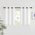 NICETOWN Linen 36 inch Curtains for Kitchen Window, Grommet Thick Flax Linen White Small Window Treatments Privacy Assured with Light Filtering for Cafe/Kids Room, W42 x L36, 2 Panels