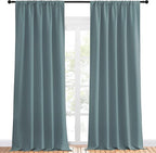NICETOWN Greyish Blue Blackout Curtains Panels for Window, Thermal Insulated Rod Pocket Blackout Drapes/Draperies for Living Room (2 Panels, W52 x L95 inches)