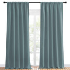 NICETOWN Greyish Blue Blackout Curtains Panels for Window, Thermal Insulated Rod Pocket Blackout Drapes/Draperies for Living Room (2 Panels, W52 x L95 inches)