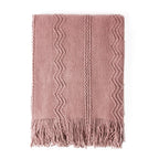 BOURINA Coral Pink Throw Blanket 60x80 Inch Knitted Soft Throw Sofa Blanket