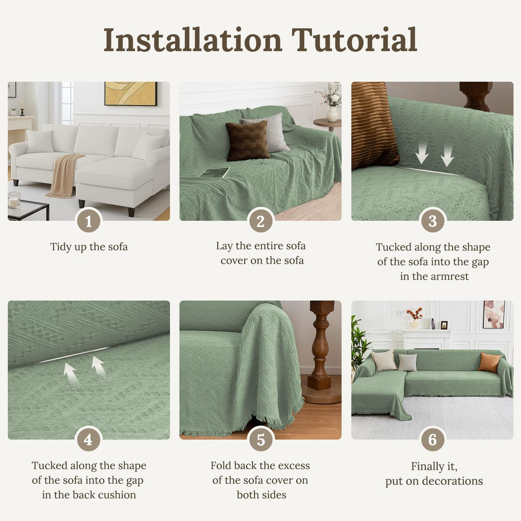 HOMERILLA 2 Piece Sectional Couch Cover for L Shape Sofa Sage L