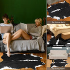 AROGAN Faux Cow Hide Rug, Premium Cow Print Rug Animal Area Rug for Western Boho Decor, Cowhide for Bedroom, Living Room, Cute Decor Black and White, 2.3 x 3.6 Feet