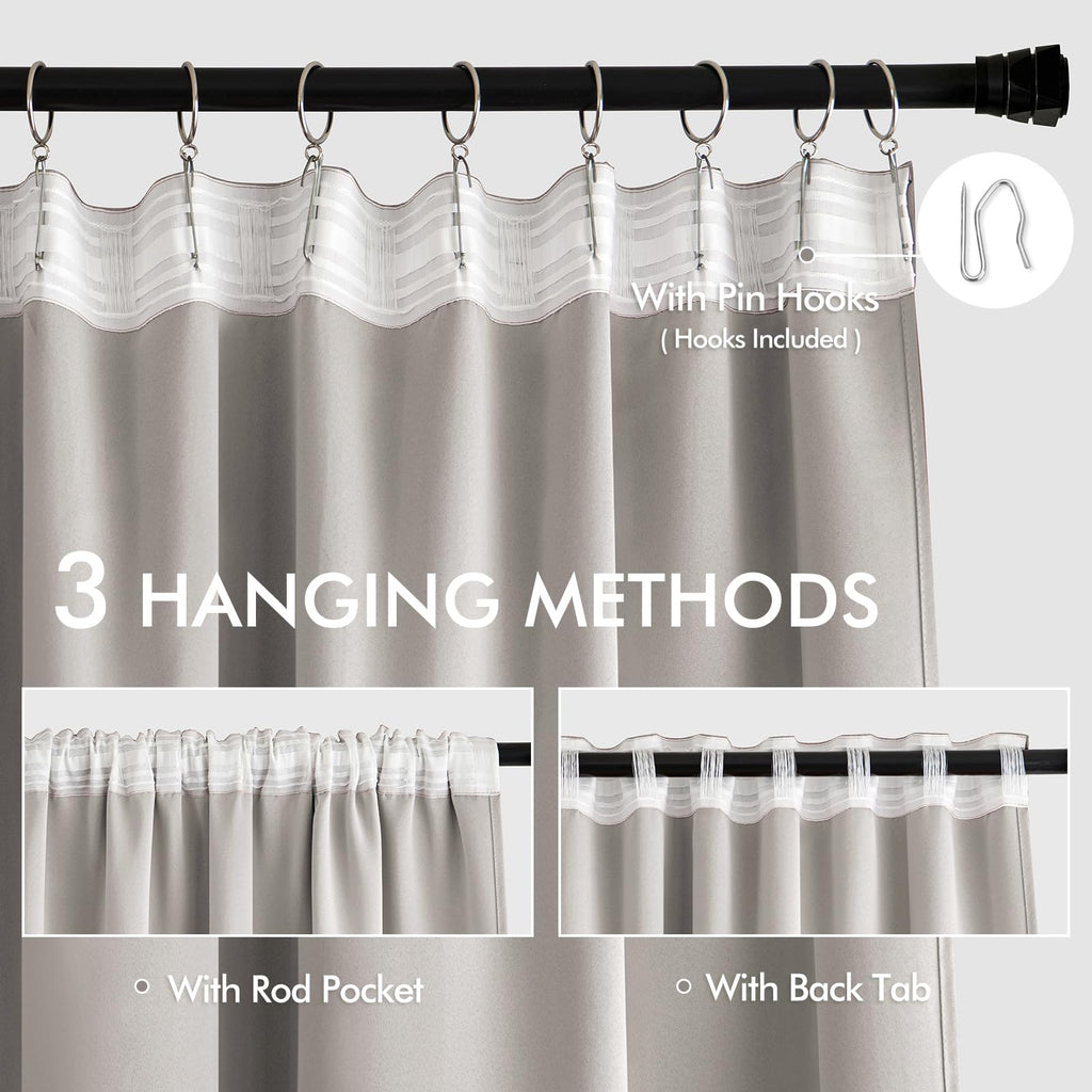 MIULEE Cobblestone Back Tab Blackout Curtains 52x102 Inch Long 2 Panels Set