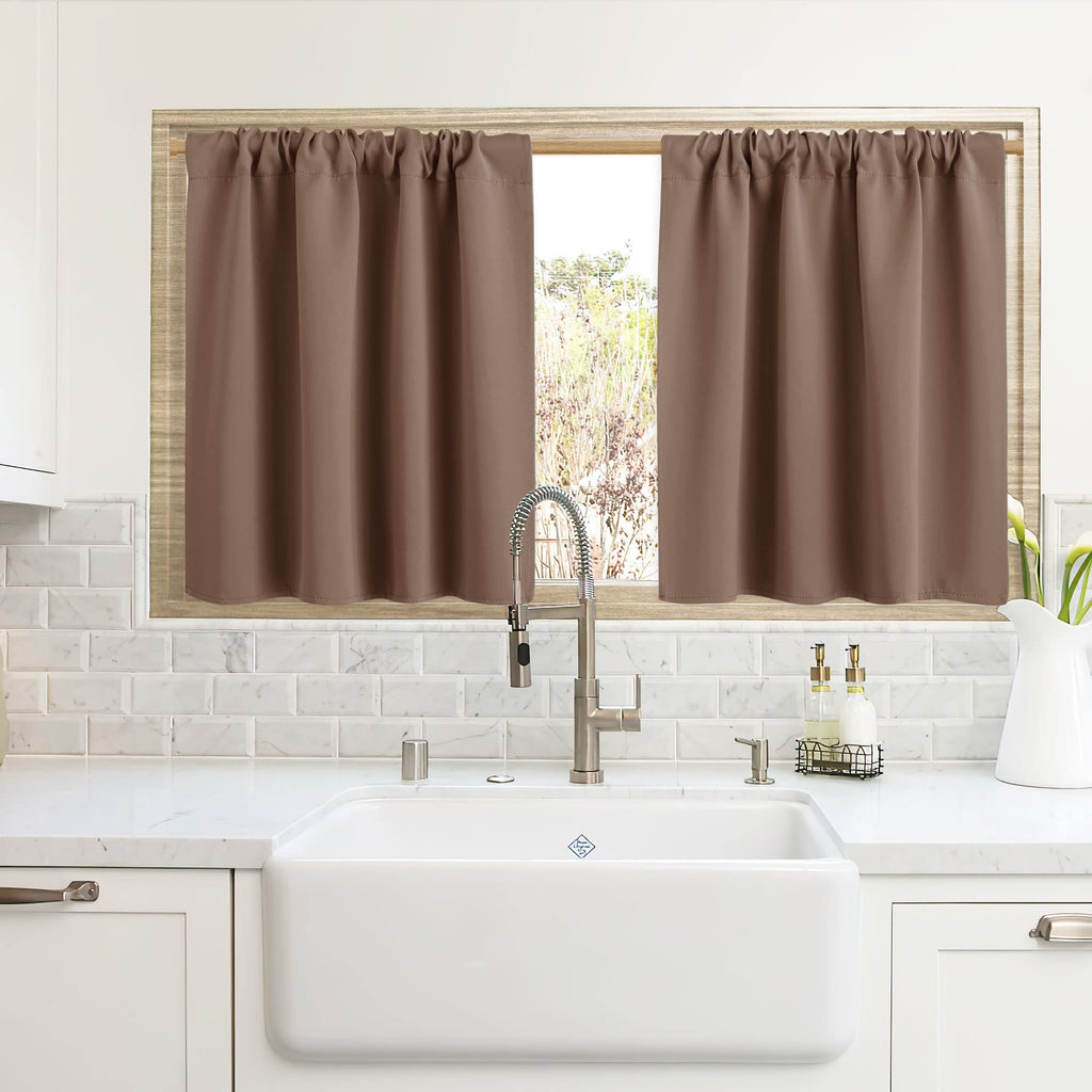 RYB HOME Cafe Blackout Curtains 24 inch Length for RV Camper Kitchen Window
