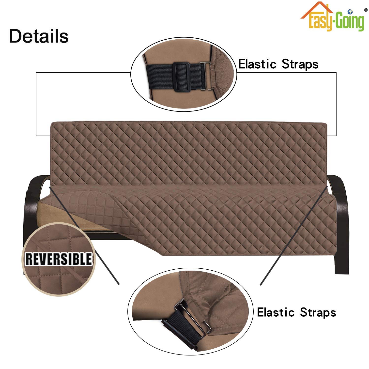 Easy-Going Reversible Couch Cover, Large Futon Sofa, Brown/Brown