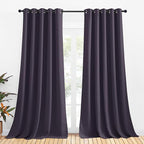 NICETOWN Blackout Curtain Panels for Bedroom, 2 Panels, W70 x L95-inch, Greyish Purple, Thermal Insulated Grommet Top Blackout Draperies and Drapes for Basement