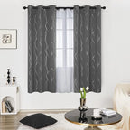 Deconovo Blackout Curtains, Grey Curtains, Thermal Insulated Soundproof Grommet Drapes, Silver Wave Dot Foil Print, 42 x 72 Inch, 2 Panels, Machine Washable Window Panel for Living Room Bedroom Office