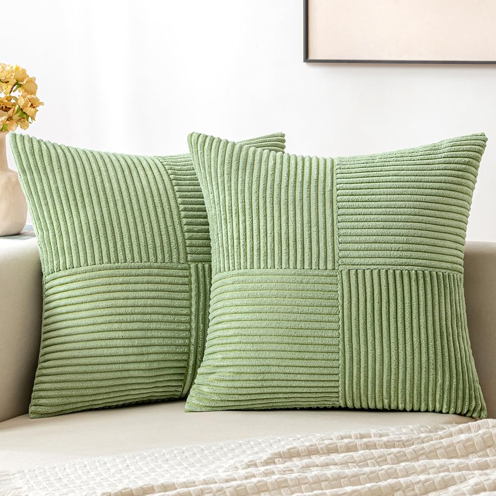 MIULEE Sage Green Decorative Throw Pillow Covers for Couch 18x18 Inch