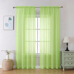 Aiyufeng Lime Sheer Curtains 84 Inches Long 2 Panels Set for Living Room, Light Filtering Window Sheer Drapes for Bedroom, Each 42" W x 84" L