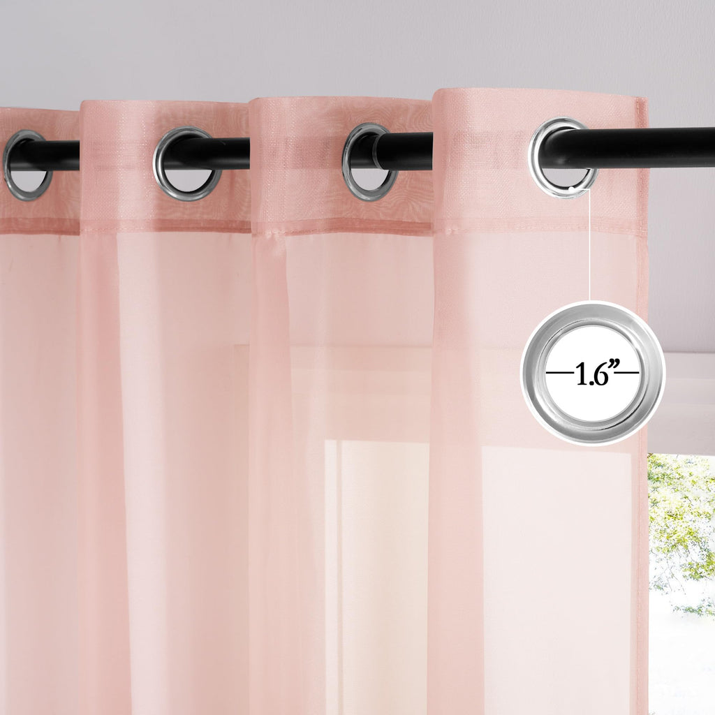NICETOWN Light Pink Sheer Curtains 96 inches Long, Grommet Voile Sheer Textured Airy & Lightweight Curtains & Drapes Light Filtering for Bedroom/Living Room, W54 x L96, 2 Panels