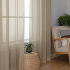 Simplebrand Taupe Sheer Curtains 84 Inches Long 2 Panels, Light Filtering Rod Pocket Solid Color Kakhi Taupe Brown Elegant Window Sheer Curtains & Drapes for Living Room, Bedroom (42" W x 84" L)
