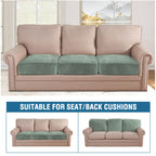H.VERSAILTEX Velvet Stretch Couch Cushion Cover Plush Cushion Slipcover for Chair Loveseat Sofa Cushion Furniture Protector Seat Cushion Sofa Cover (3 Piece Sofa Cushion Covers, Sea Grass)
