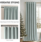MIULEE Velvet Curtains 108 inches - Luxury Blackout Curtains for Bedroom Living Room Thermal Insulated Super Soft Window Drapes Rod Pocket & Back Tab, Misty Blue, W52 x L108 inches, 2 Panels