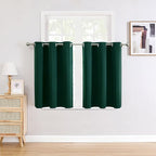 ChrisDowa Small Window Curtains for Kitchen and Bedroom - Grommet Short Thermal Insulated Room Darkening Curtains (2 Panels, Forest Green, 42 x 36 Inch)