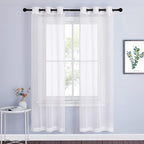 NICETOWN Ivory Sheer Curtains 72 inch Length - Grommet Living Room Curtain Panels Voile Textured Soft and Lightweight Window Treatments for Bedroom/Flat, W37 x L72, 2 Pieces