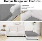Easy-Going Stretch Sectional Couch Covers 1 Piece Chaise Lounge Slipcover L Shape Separate Cushion Couch Seat Chaise Cover for Both Left/Right Sectional Couch Light Gray