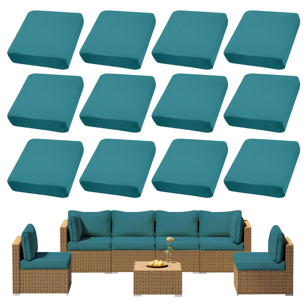 DREAHOTEXTIL 8Pcs Outdoor Cushion Covers, Elastic Patio Cushion Covers