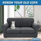 XINEAGE 2026 New 3 Pieces Couch Covers for 2 Cushion Sofa Super Stretch Loveseat Slipcover Pet Dog Universal Slip Cover Anti Slip Love Seat Furniture Protector (Dark Gray, 55"-69")