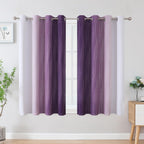 Purple and Greyish White Ombre Blackout Curtains for Bedroom 45 Inches Long