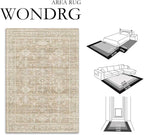 2x3 Washable Area Rug for Entryway Kitchen Vintage Beige Non Slip Low Pile Door Mat Traditional Retro Soft Small Carpet for Bathroom Bedroom Indoor Entrance Dorm