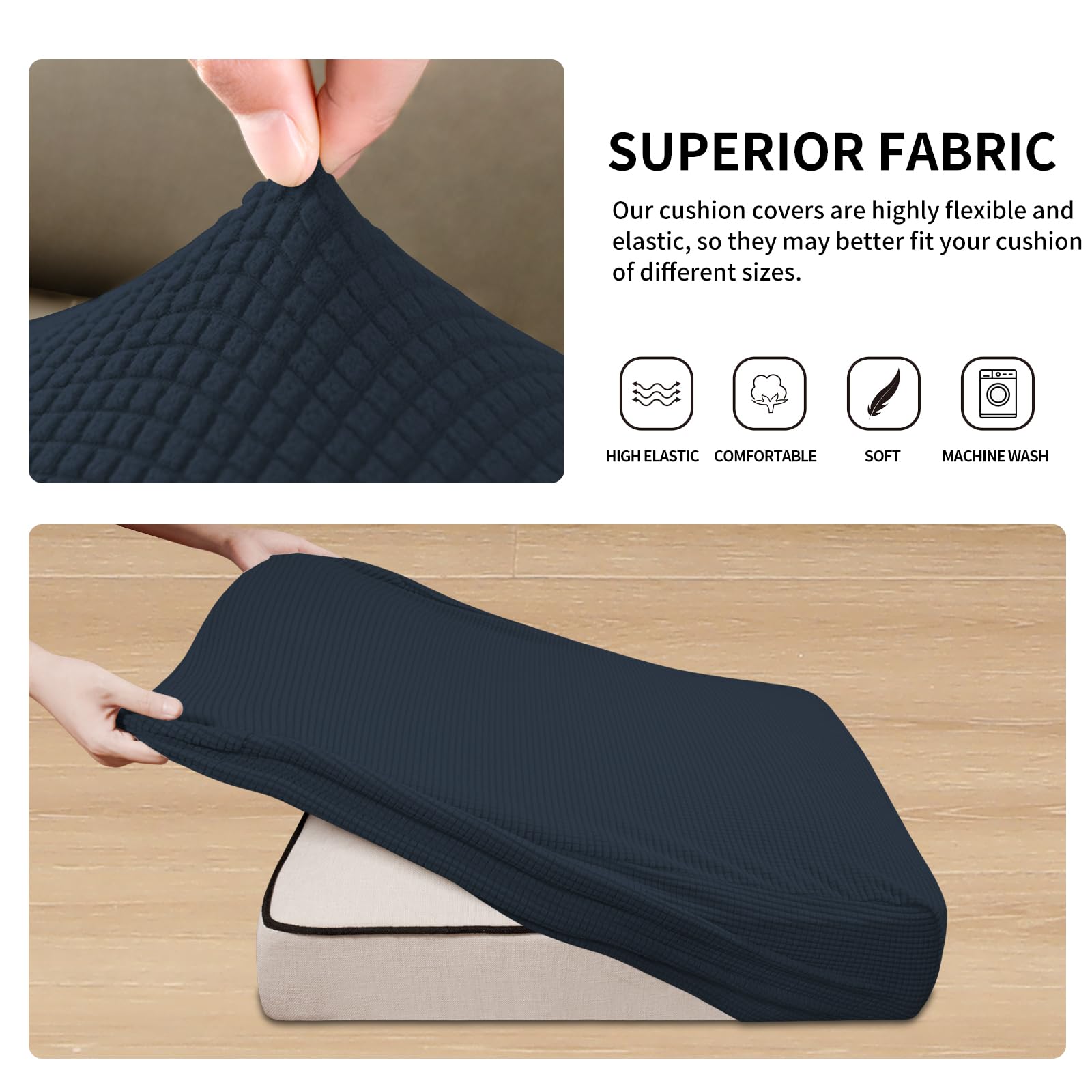 Easy-Going Stretch 3 Pieces Couch Cushion Covers for Sectional Sofa L Shape