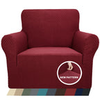 ZNSAYOTX 1 Piece Jacquard Chair Slipcovers for Living Room High Stretch Chair Covers with Arms Anti Slip Pets Friendly Couch Sofa Armchair Cover Furniture Protector (Chair, Wine Red)
