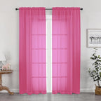 OWENIE Hot Pink Sheer Curtains 84 Inches Long for 2 Panels Set, Solid Light Filtering Voile Sheer Curtains for Living Room Bedroom, Modern Rod Pocket Hot Pink Curtain, 2 Pcs Total 84 Width 84 Long