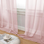 Aiyufeng Blush Pink Sheer Curtains 54 Inch Length 2 Panels Set, Light Filtering Airy Rod Pocket Light Pink Window Curtain Treatment Drapes for Kitchen Bedroom Living, Each 42Wx54L Inches