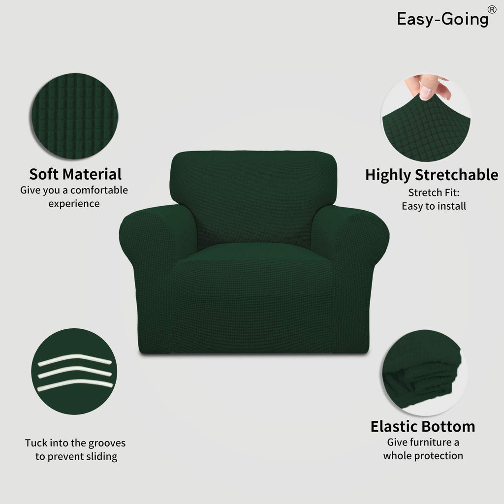 Easy-Going Stretch Chair Slipcover with Arm Washable Dark Green