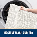 OLANLY Dog Door Mat for Muddy Paws 30x17, Absorbs Moisture and Dirt, Absorbent Non-Slip Washable Doormat, Quick Dry Chenille Mud Mat for Dogs, Entry Indoor Entryway Carpet for Inside Floor, Ivory