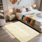 3x5 Area Rug for Bedroom, Ivory Fluffy Shag Rug Small Rug Plush Carpet