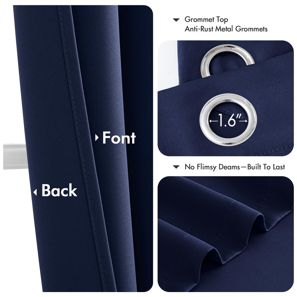 MIULEE Blackout Curtains for Bedroom 2 Panels 40 x 78 Inch Long Navy Blue