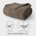 EVERGRACEHOME Chunky Chenille Knit Throw Blanket, 50 x 60, Mocha Brown