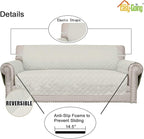 Easy-Going Reversible Oversized Couch Cover for 3 Cushion Couch Sofa Cover for Dogs Water Resistant Furniture Protector Cover with Foam Sticks for Pet (Oversized Sofa, Ivory/Ivory)