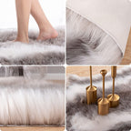 Carvapet 4x5 Faux Reindeer Hide Rug Grey Soft Faux Fur Carpet