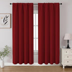 CUCRAF Red Blackout Curtains 72 inch Length 2 Panels Set, Rod Pocket Room Darkening Drapes for Bedroom Living Room, Insulated Thermal Light Blocking Window Curtain (W52 x L72 Inch)
