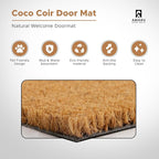 Welcome - 17"x29" - Coir Door Mat with Heavy Duty Backing - Welcome Mats for Entryway, Porch - Anti-Slip PVC & Coconut Fiber Surface - Natural Home Accessories, Minimalist Original Design