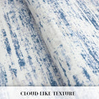 Lansny Modern Abstract Entryway Rug Indoor 2x3 Washable Rug Non-Slip Soft Small Area Rug Blue White Kitchen Mats Thin Print Faux Wool Floor Carpet Throw Rugs for Entrance Bedroom Office Home Decor