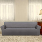 PureFit Super Stretch 4 Seater Sofa Slipcover – Spandex Non Slip Soft Couch Sofa Cover, Washable Furniture Protector with Non Skid Foam and Elastic Bottom for Kids, Pets （XX Large, Light Gray）