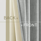 MIULEE 100% Blackout Linen Curtains for Bedroom Thermal Insulated Glacier Gray Grommet Room Darkening Curtains & Drapes for Living Room Nursery 52 x 108 Inch (2 Panels)